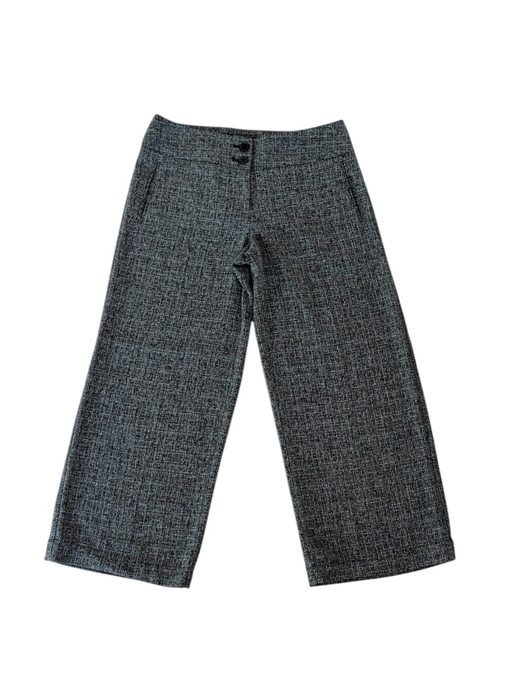 Vtg. Fashion Bug Gaucho Tweed Wide Leg Gaucho Pants 10 Black White